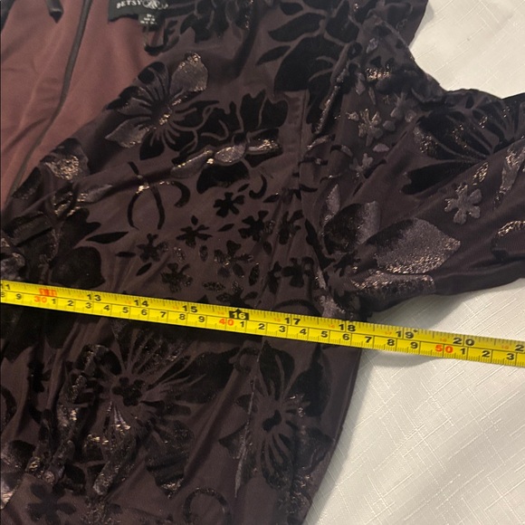 Betsy & Adam Dark Plum Velvet Floral Long Sleeve Maxi Dress SZ 16 Formal dressy - Picture 8 of 16